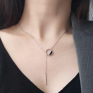 925 Sterling Silver Hoop & Bar Pendant Necklace Necklace - One Size