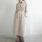 Single-breasted Slit-side Trench Coat With Sash