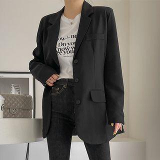 Single-breasted Flap Long Blazer