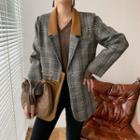 Plaid Paneled One-button Blazer