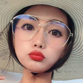Double-bridge Oversized Half Frame Eyeglasses
