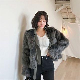 Belted Faux-fur Rider Jacket