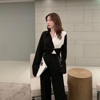 Color Block Shirt Panel - Black & White - One Size