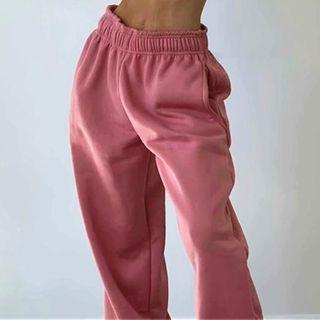 High Waist Plain Sweatpants