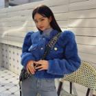Puff-sleeve Faux-fur Cropped Jacket
