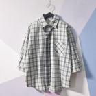 Neck Tie Plaid Short-sleeve Shirt