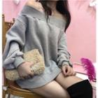 Off-shoulder Open Back Long-sleeve Top