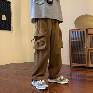 Low Rise Drawstring Wide Leg Cargo Pants
