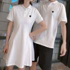 Couple Matching Short-sleeve Heart Embroidered Polo Shirt / Shorts / Short-sleeve Polo Dress