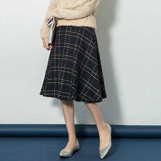 Check A-line Midi Skirt