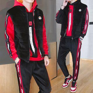 Set: Lettering Padded Vest + Hoodie + Sweatpants