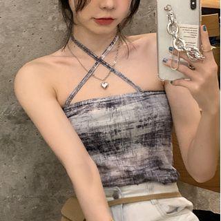 Cross-strap Tie-dyed Camisole Top / Shrug