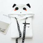 Star Strap Printed Hoodie Without Fleece Lining - White - One Size