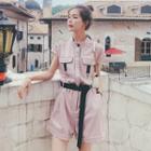 Set: Short-sleeve Pocket Detail Romper + Belt