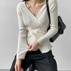 Slim-fit Ribbed Wrap Knit Top