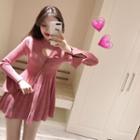 Cutout Long-sleeve Slim-fit Knit Dress