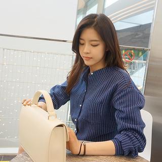 Mandarin-collar Stitched Shirt