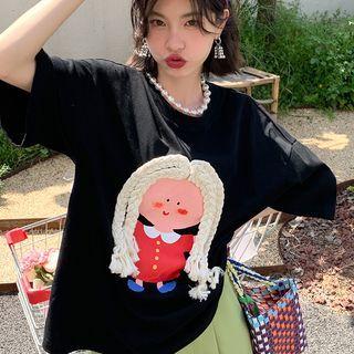 Cartoon Print T-shirt Black - One Size
