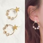 Star Rhinestone Hoop Drop Earring 1 Pair - Earrings - Ring - Star - One Size