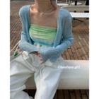 Tie-dyed Strapless Cropped Top / Cardigan