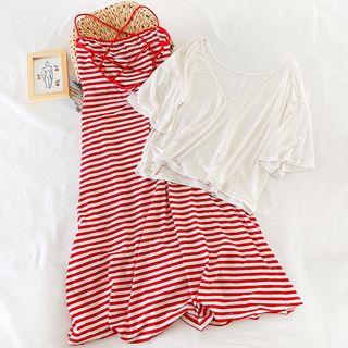 Set: Striped Dress + Plain Top