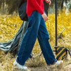 Wide Leg Jeans Dark Blue - One Size