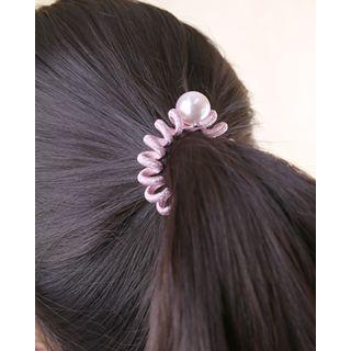 Faux-pearl Glitter Telephone Cord Hair Tie
