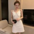 Spaghetti Strap Bow-front Mini A-line Dress