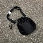 Drawstring-detail Round Bag With Strap Black - One Size