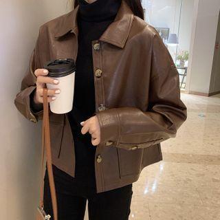 Button-up Faux Leather Jacket