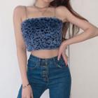 Chain Strap Leopard Print Cropped Top