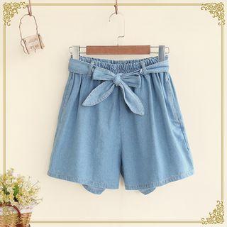 Tie Waist Denim Shorts