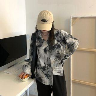 Tie Dye Shirt Black & Gray & White - One Size