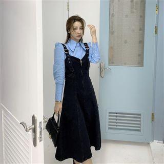 Plain Long-sleeve Shirt / Cargo Sleeveless Dress