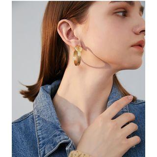 Open Hoop Drop Earring 1 Pair - 925 Silver - Gold - One Size