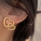 Metal Double Heart Earring Gold - 1448a#