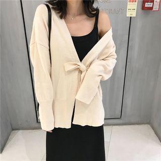 Tie-waist Cardigan / Strappy Midi A-line Dress