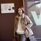 Buckle-neck Faux-fur Jacket