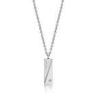 Dimensional Cut Steel Pendant Necklace With Crystal Steel - One Size