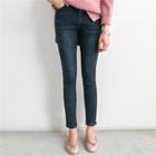 Pile Lined Washed Slim-fit Jeans