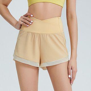 Mock Two-piece High Waist Sports Shorts