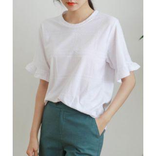Frill-trim Textured T-shirt