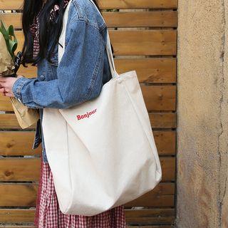 Letter Embroidered Tote Bag As Shown In Figure - One Size