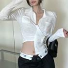 Long-sleeve Irregular Crop Shirt / Low Rise Pants