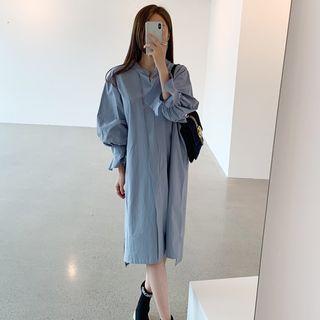 Balloon-sleeve Midi Shirtdress