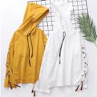 Fringed Lace-up Sleeve Hoodie