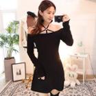 Off-shoulder A-line Mini Dress With Choker
