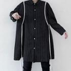 Pinstriped Long-sleeve Strappy Shirt