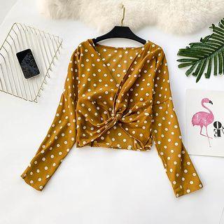 Polka Dot Knot-detail Blouse
