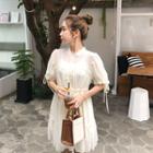 Drawstring-trim Frilled Chiffon Dress